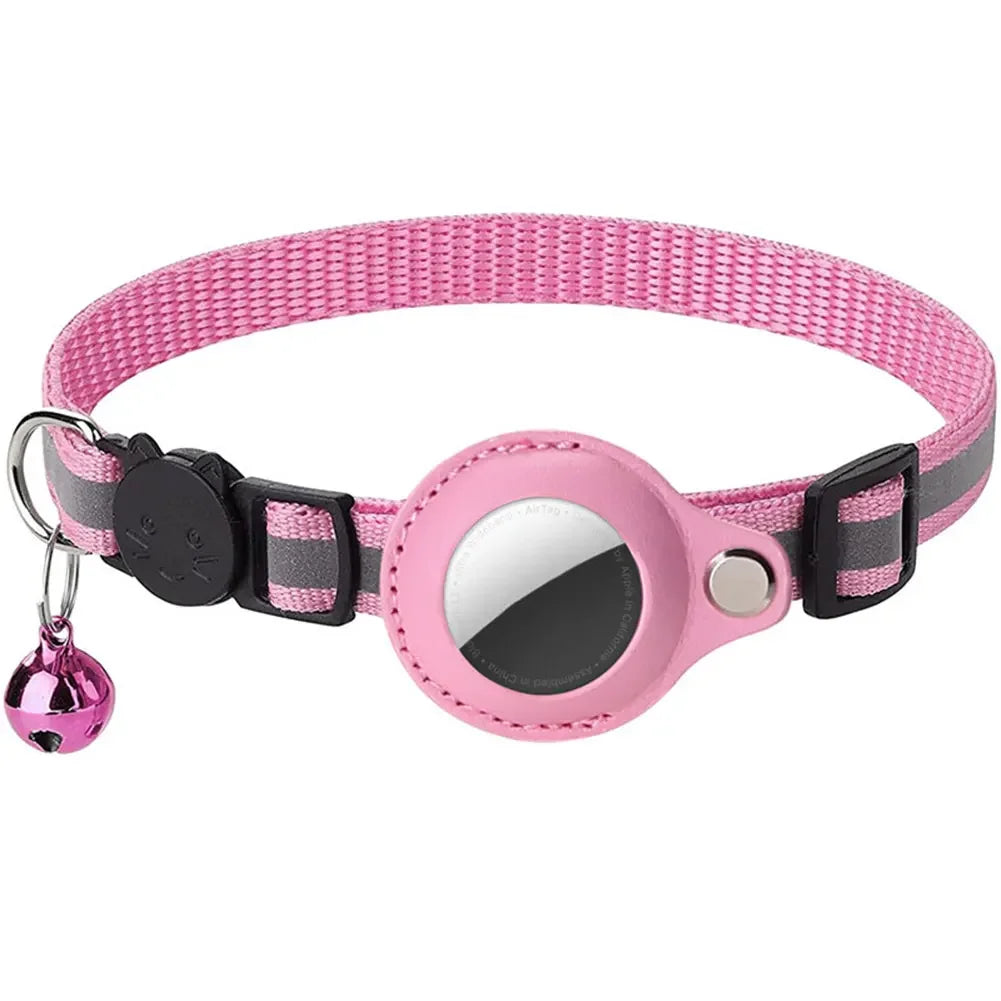 Reflective Cat Collar with Apple AirTag Holder Adjustable and Stylish Design for Kitten Safety