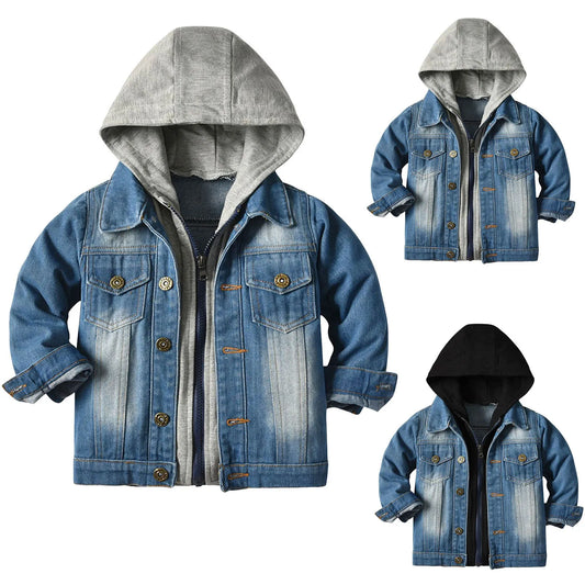 Girls Light Winter Jacket Baby Boys Girls Denim Jacket Kids Toddler Button Down Jeans Jacket Top Coat Junior Large Coat